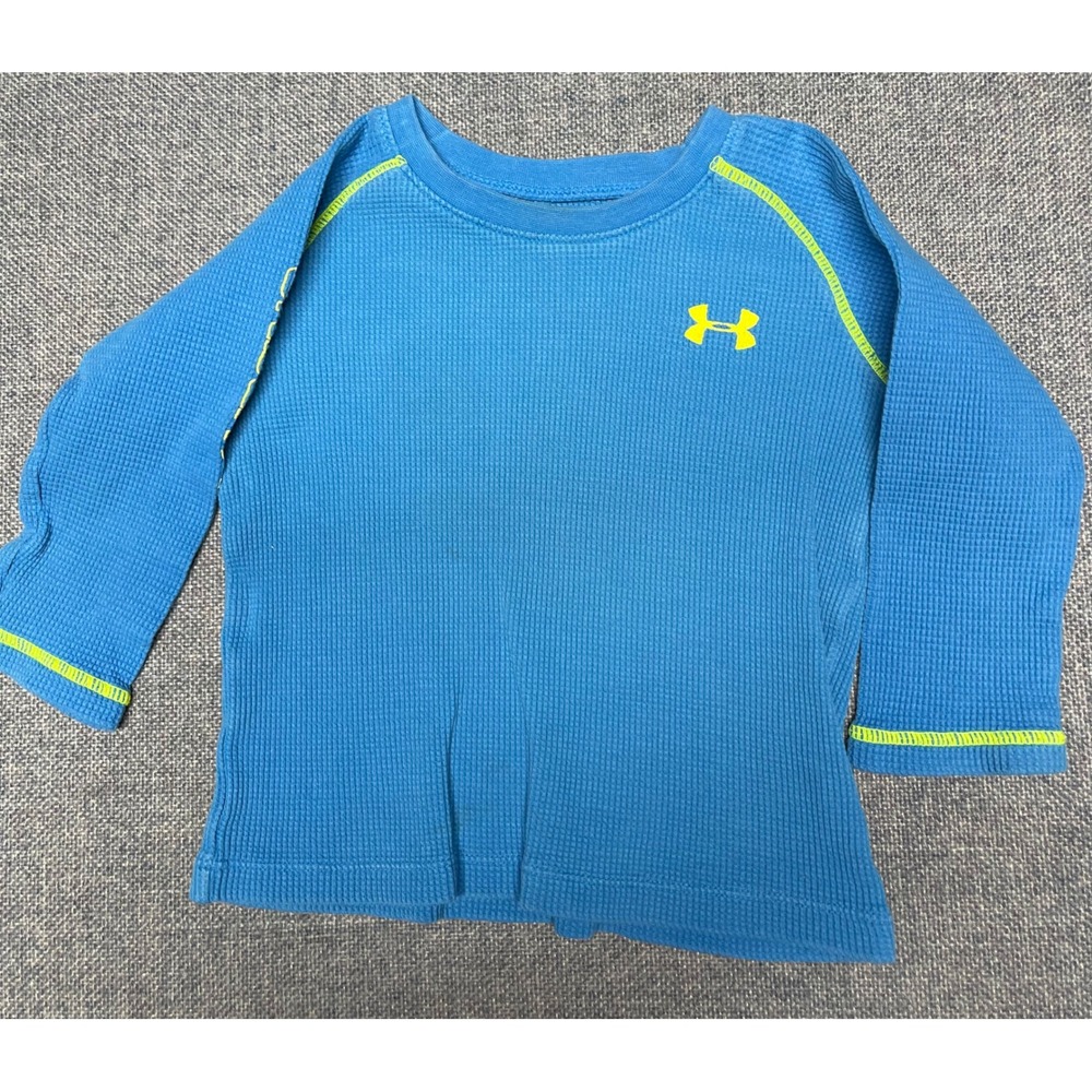 Under Armour Toddler Boys Blue Waffle Knit Thermal Long Sleeve Shirt 18M